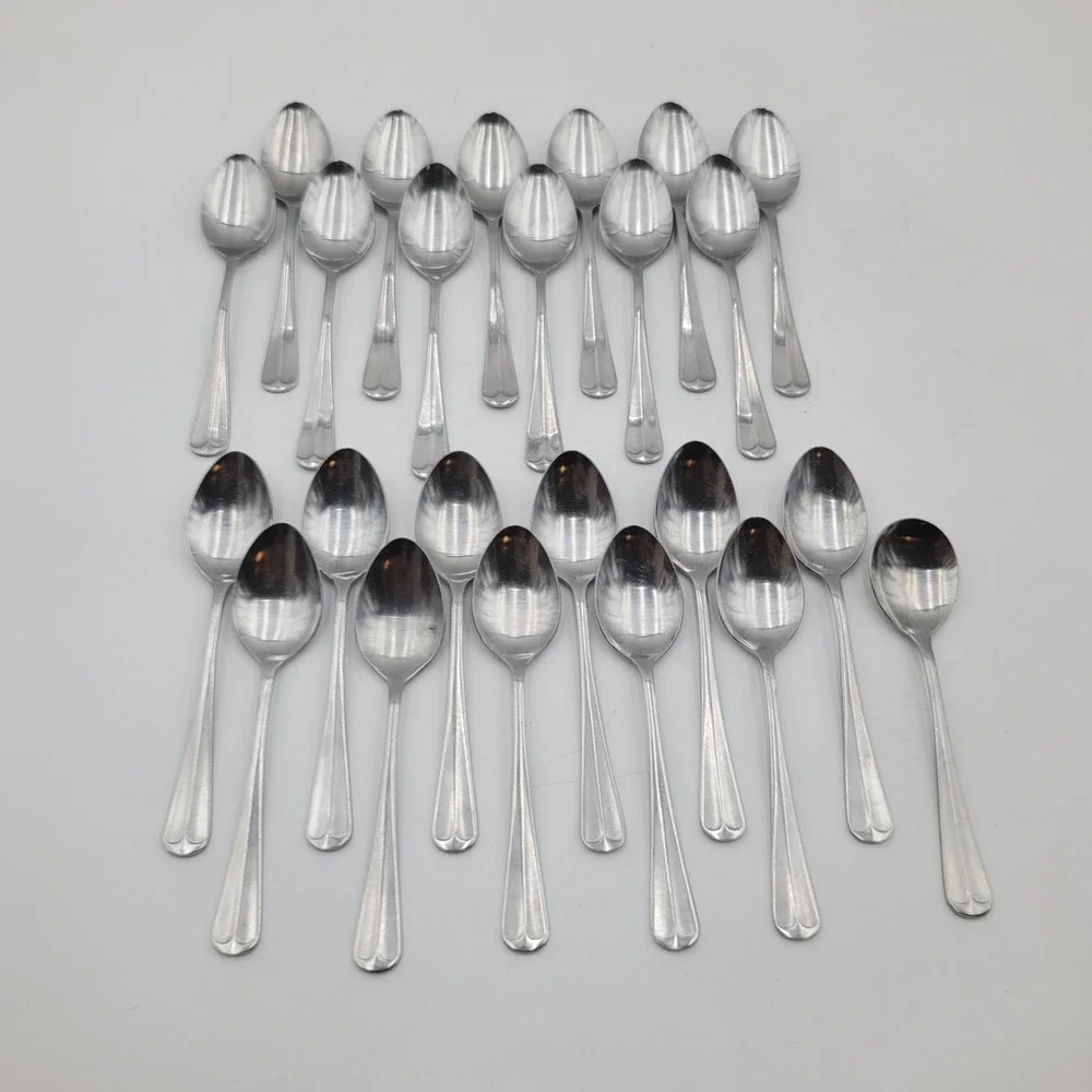 24 pc Rogers Co Stainless Flatware 1776 by Present Teaspoons Soup Sugar Spoon